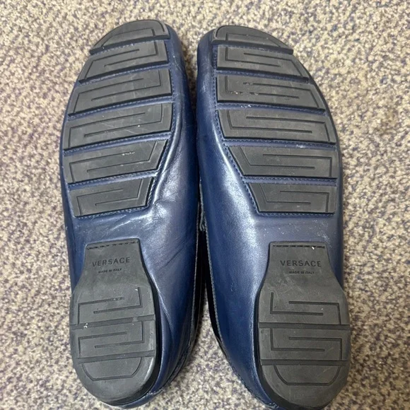 Versace Men's Luxurious Borduex and Blue Slip-Ons